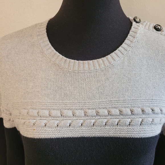 Charter Club Women's Bi-Color Metallic Silver Crew Neck Size X-Small - Picture 3 of 11